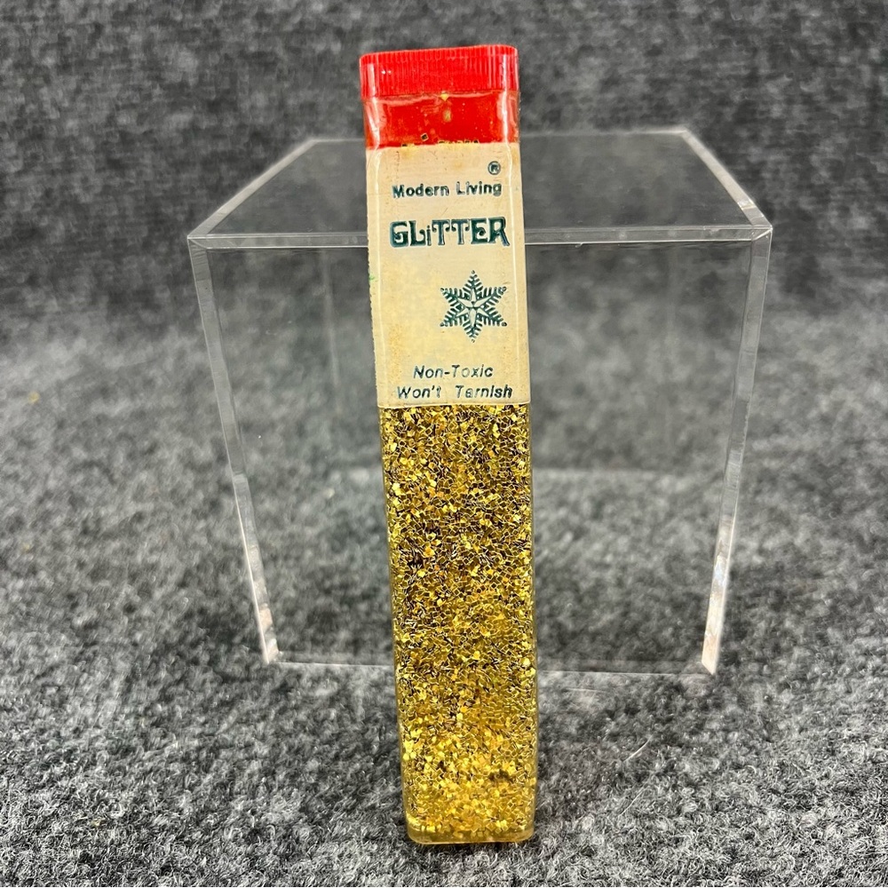 Vintage Modern Living Gold Glitter 1 1/4 Oz Size Essex Chemical Corp USA